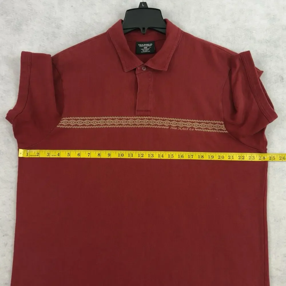 Polo Jeans Co Polo Shirt Mens XL Burgundy Embroidered Cotton Vintage Y2K